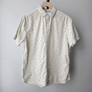 Short Sleeve Button Down Shirt with Birds